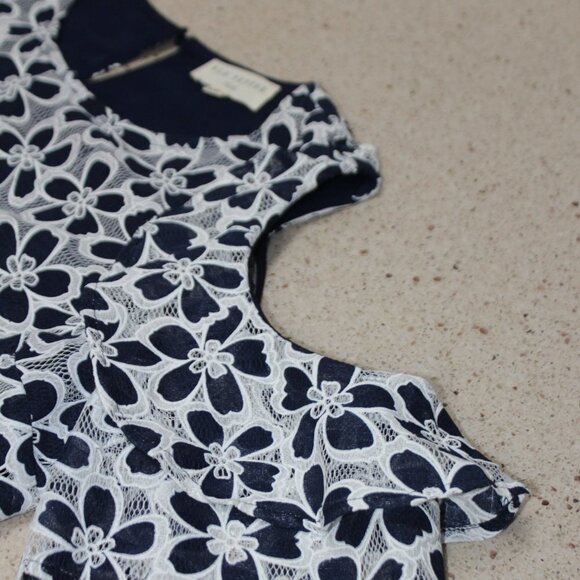Blu Pepper Navy & White Floral Cold Shoulder Top - Picture 13 of 14